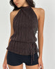 Image de Brienne Top in Brown Shimmer Sheer Plisse