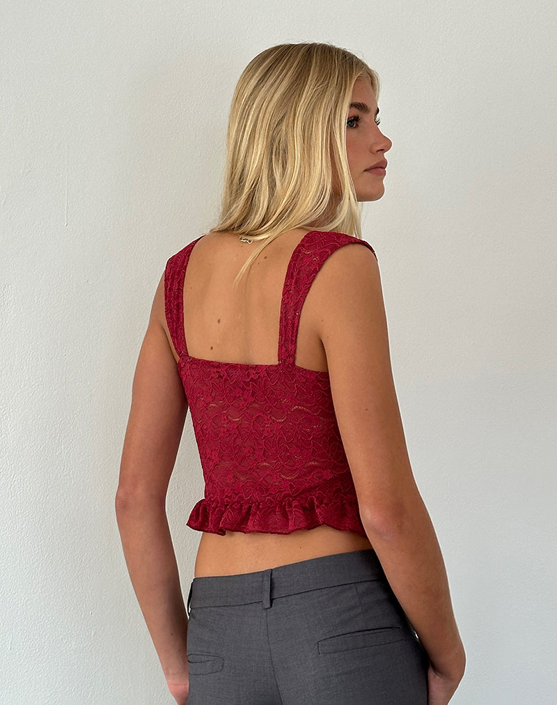 Image de Brietta Cami Top in Deep Red Lace