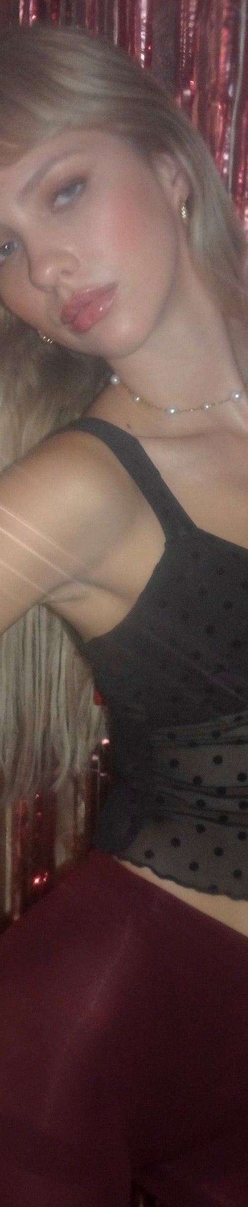 Image de Brietta Mesh Top in Polka Black Flock