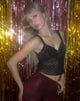 Image de Brietta Mesh Top in Polka Black Flock