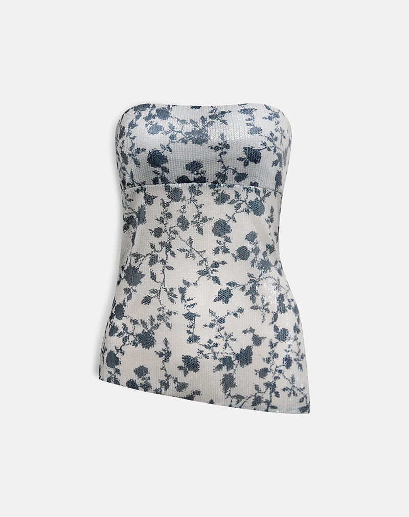 Image de Brilia Bandeau Top in Sequin Flower Grey