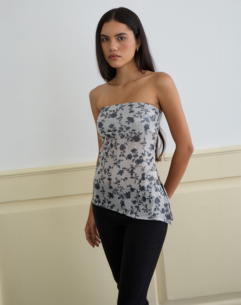 Image de Brilia Bandeau Top in Sequin Flower Grey