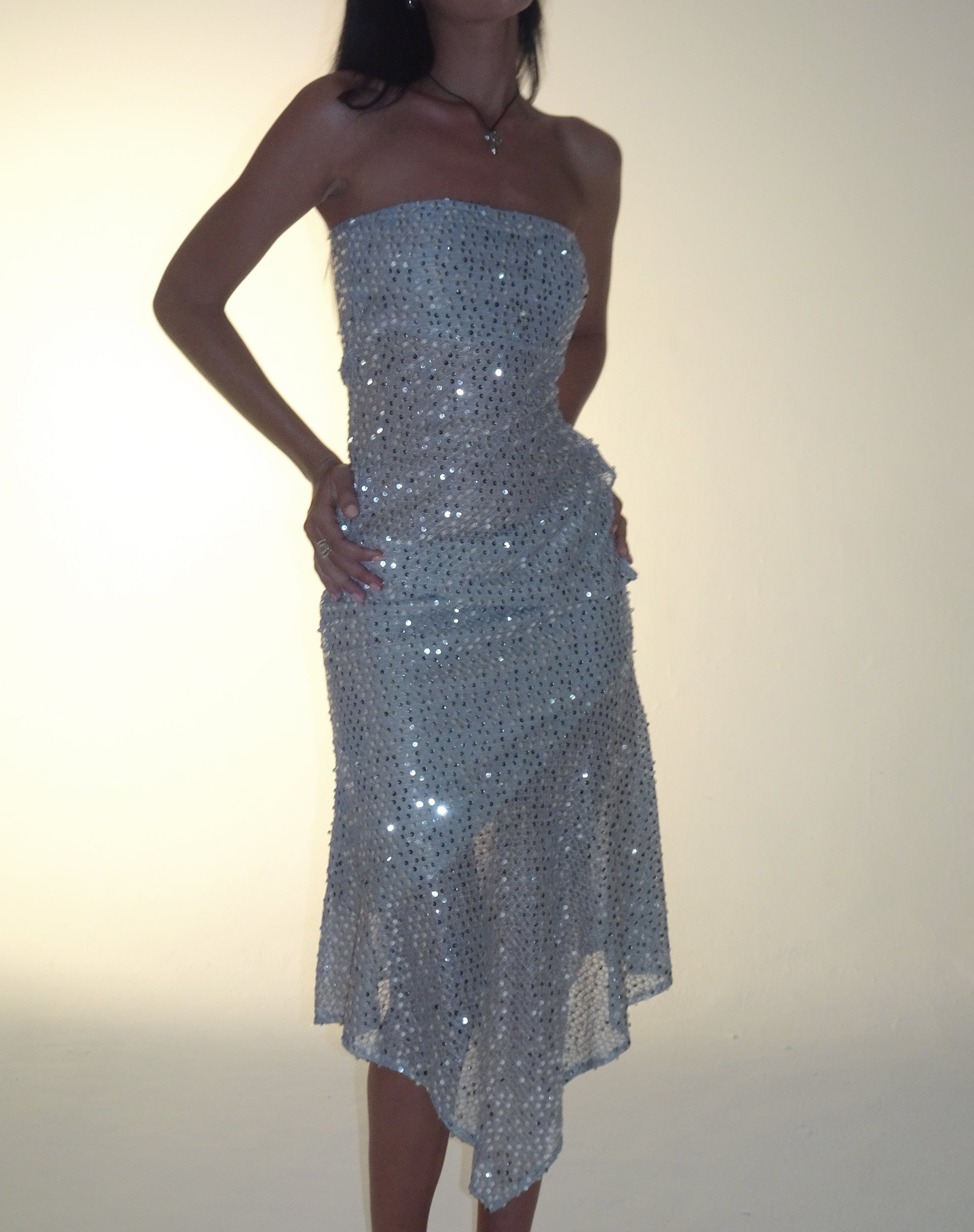 image de Carita Midi Skirt in Sequin Knit Silver