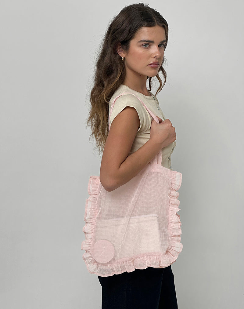 Sac à main Brinana en mousseline texturée rose