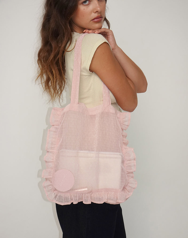 Image de Brinana Fourre-tout en mousseline texturée rose