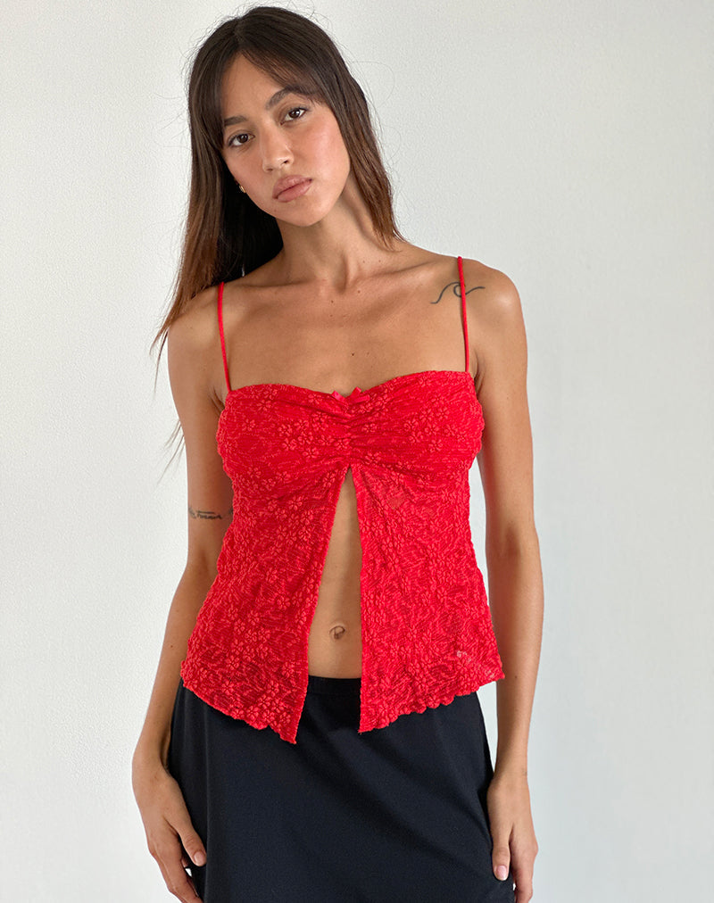 Image de Briony Top in Lace Red