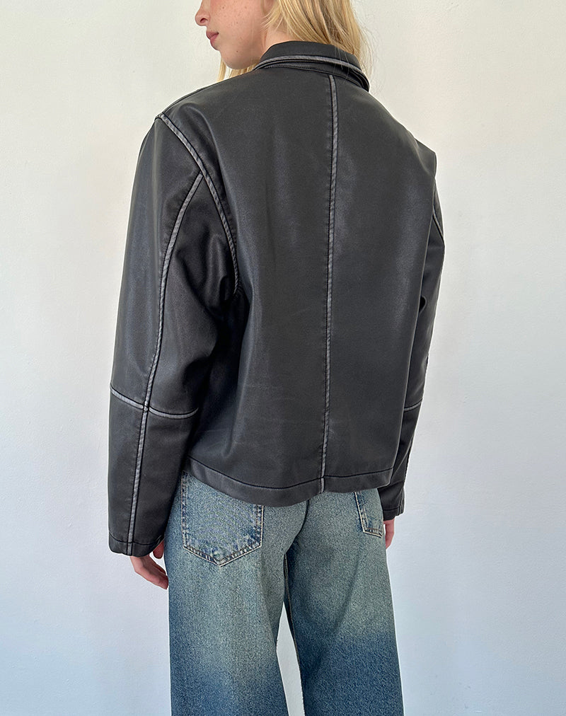 Image de la veste Brittany Distressed en PU noir