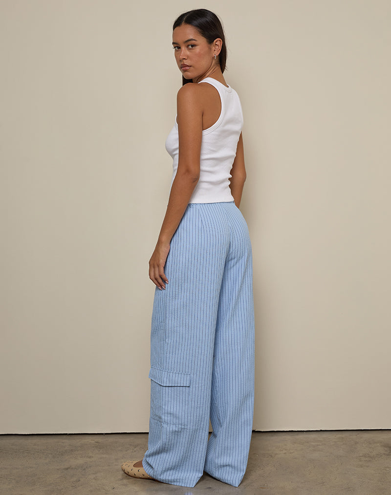 Image de Bruna Cargo Trouser in Blue Stripe