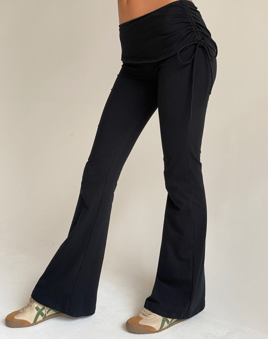 Pantalon évasé en jersey Jacie, noir