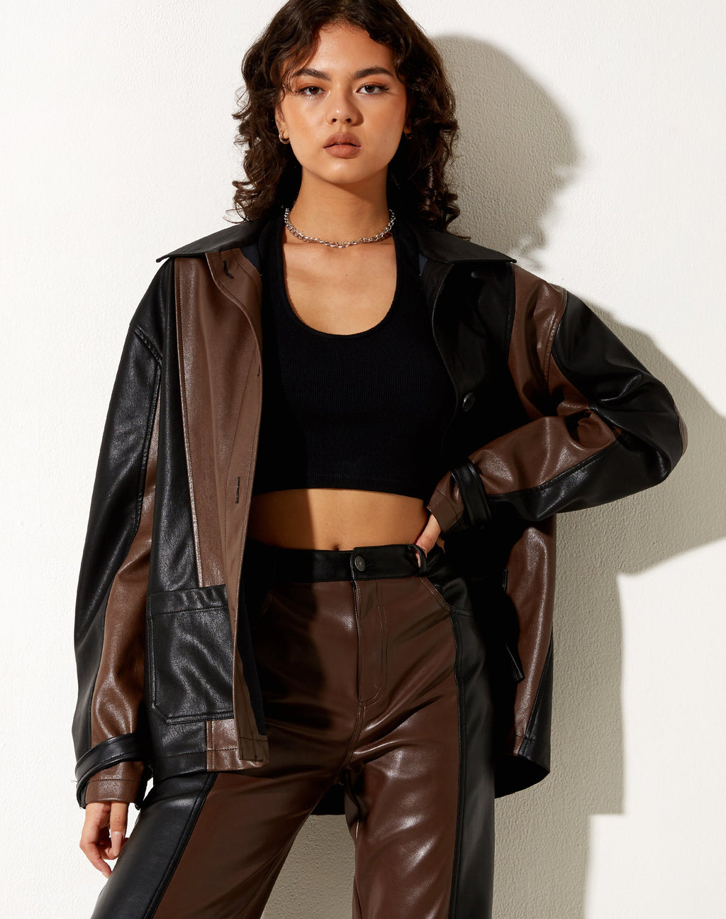 Veste Bugi en PU chocolat amer