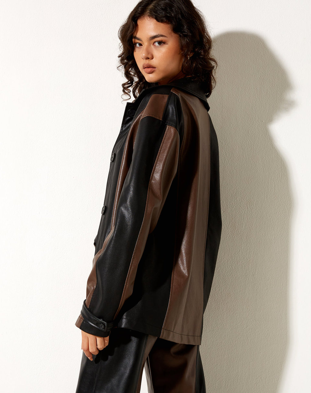 Veste Bugi en PU chocolat amer