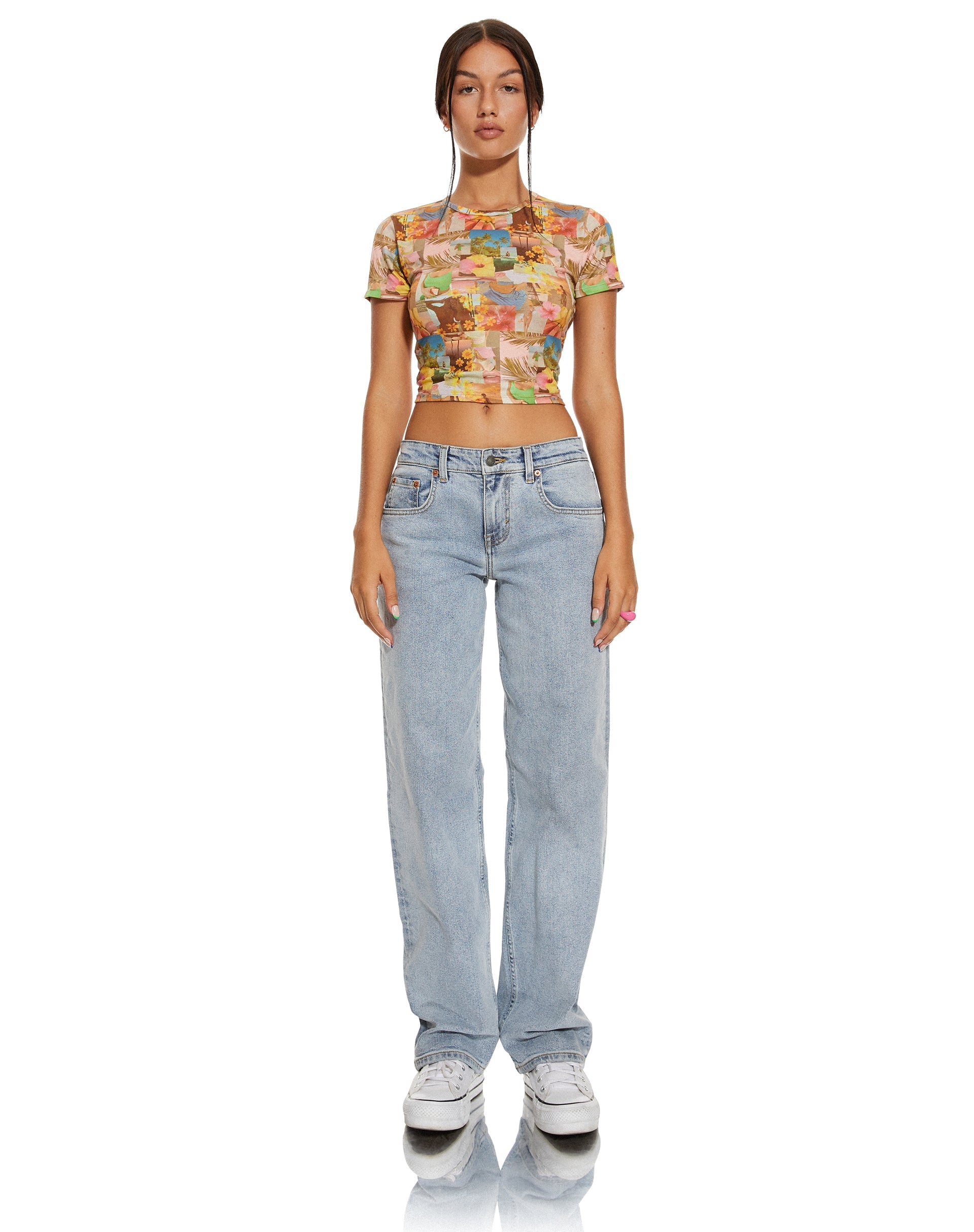 Image de MOTEL X BARBARA Tee Shrunken en collage tropical des années 90