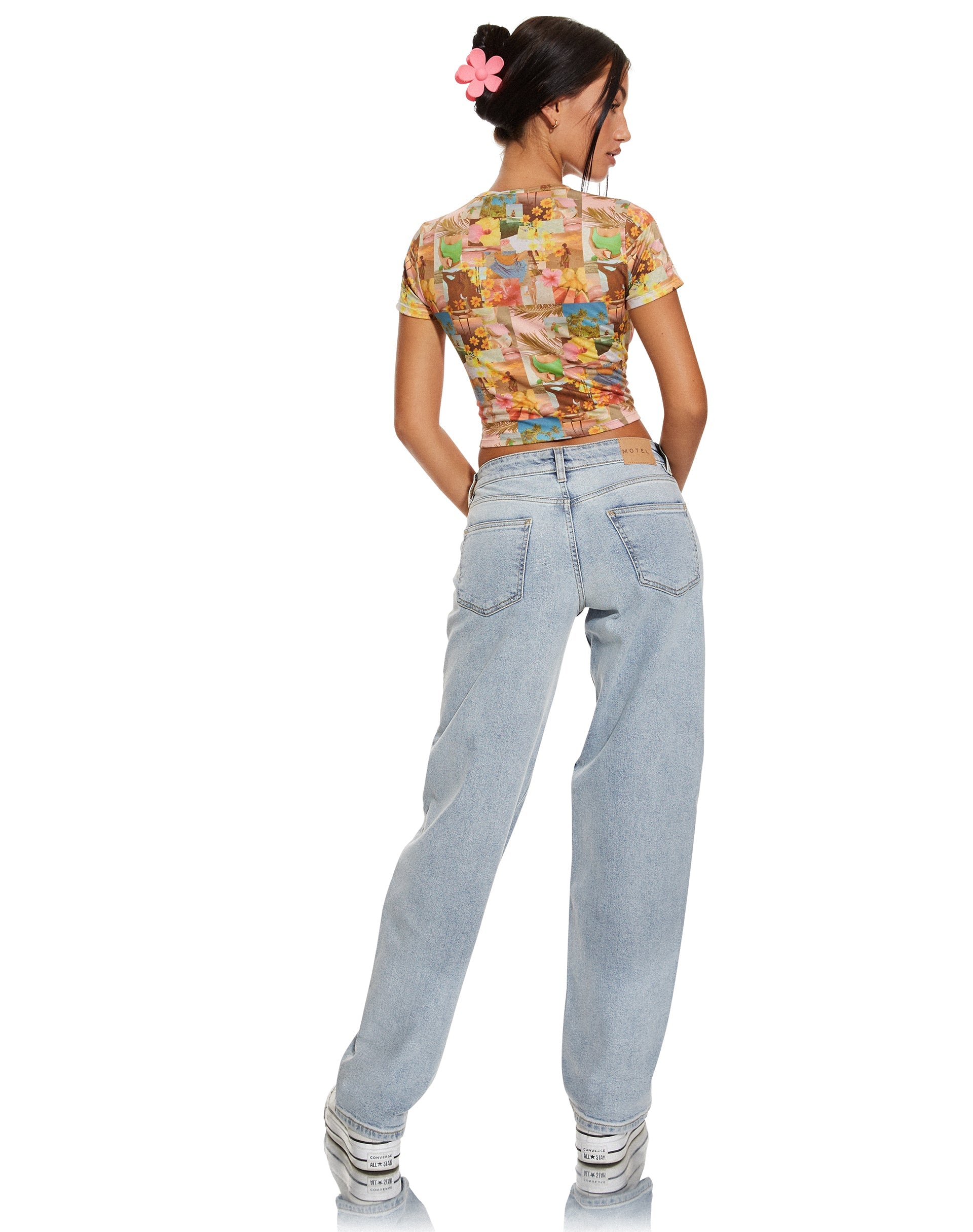 Image de MOTEL X BARBARA Tee Shrunken en collage tropical des années 90