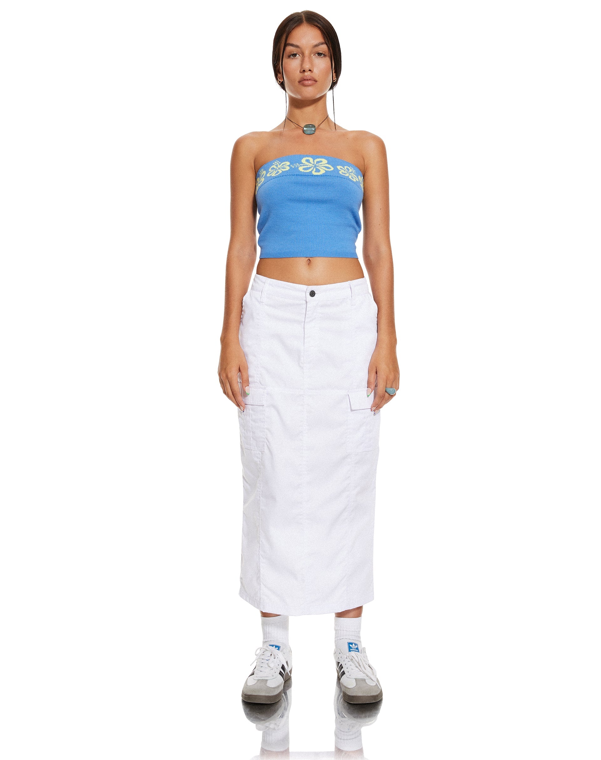 Image de MOTEL X BARBARA Delina Crop Top in Blue Hibiscus