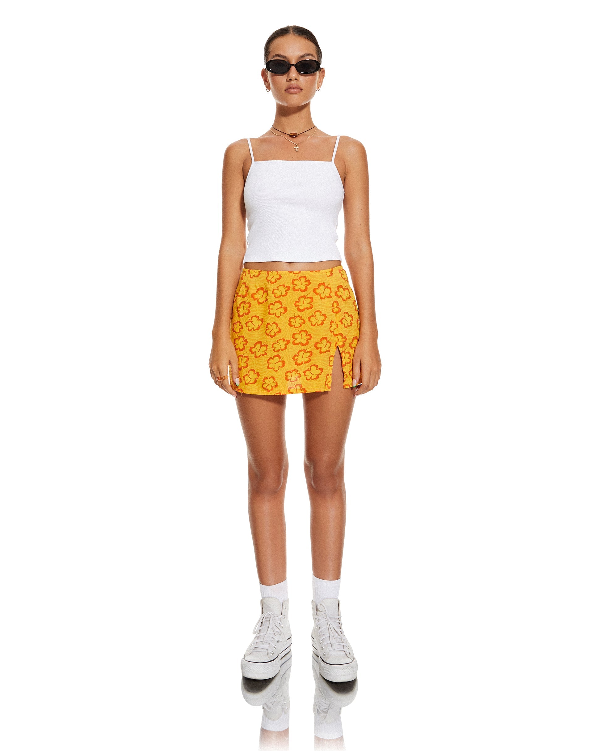 Image de MOTEL X BARBARA Minijupe Shema, Hibiscus Zebra Orange
