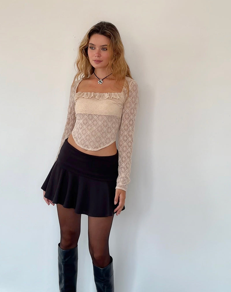 Image de Caelyn Long Sleeve Top in Textured Nude Lace