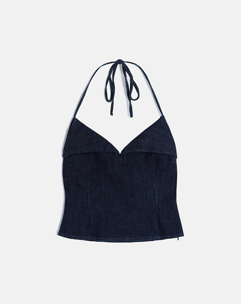 Image de Caira Chambray Halter Top in Indigo