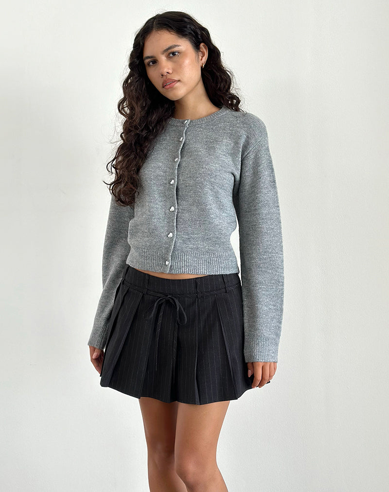 Image de la mini-jupe plissée Calina, noir Pinstripe
