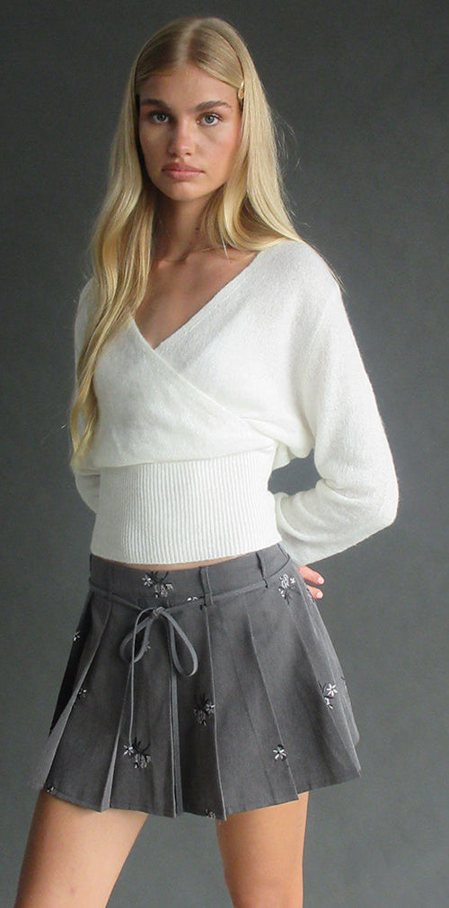 Image de la jupe Calina en broderie florale Tailoring Charcoal