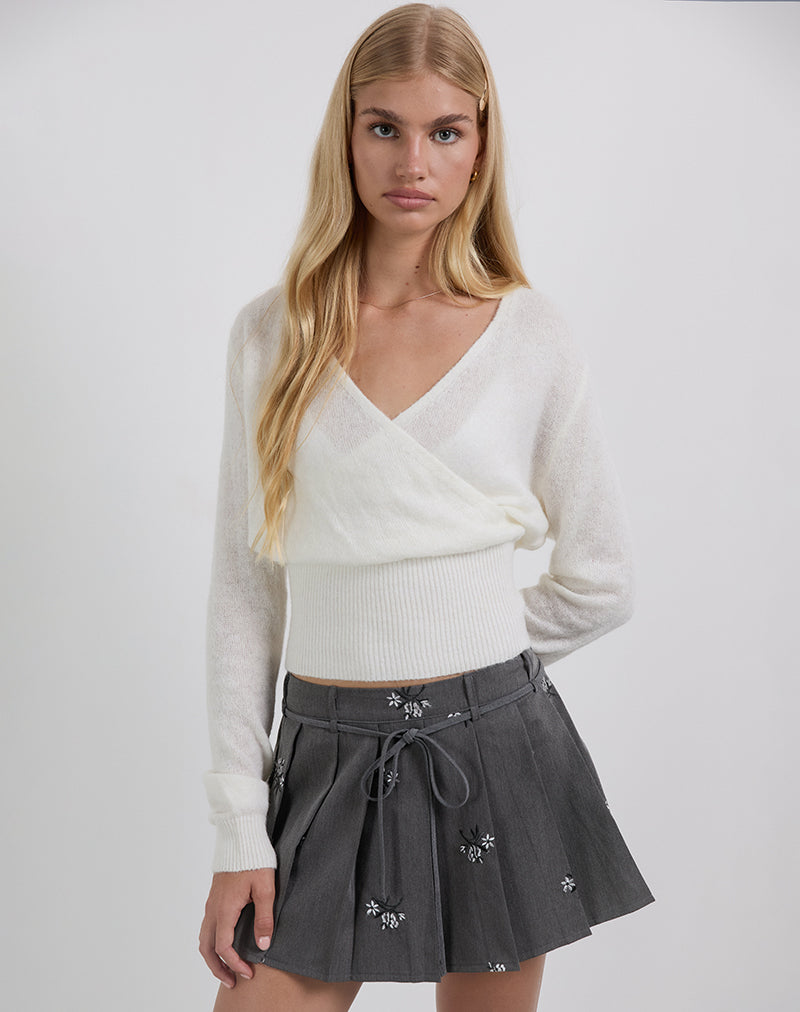 Image de la jupe Calina en broderie florale Tailoring Charcoal