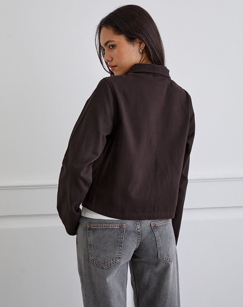 Image de la veste Calva Boxy en brun chocolat