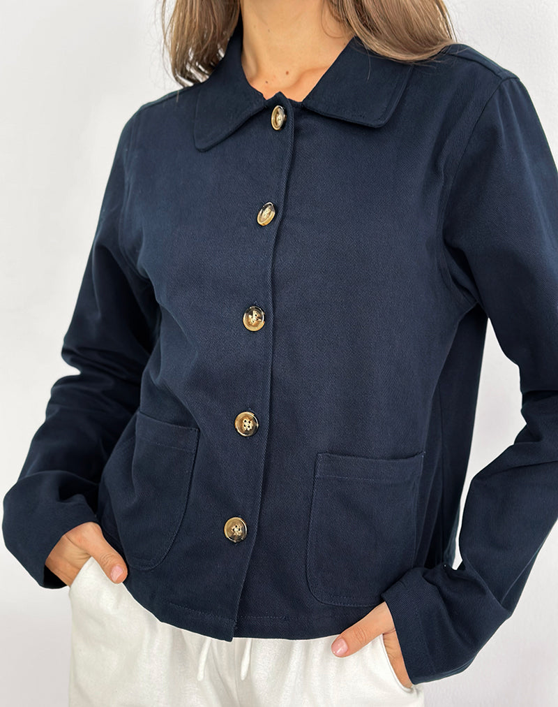 Image de Calva Boxy Jacket in Dark Navy