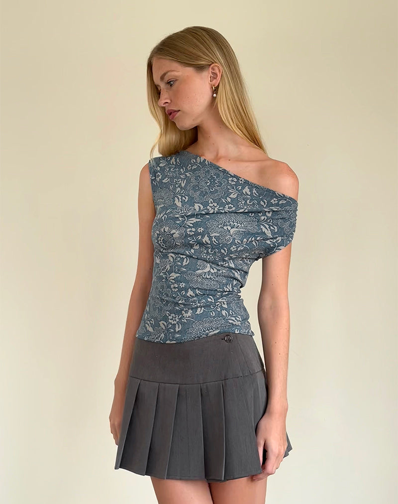 Image de Calypso Top in Blue Ornate Print Lycra