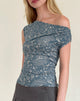 Image de Calypso Top in Blue Ornate Print Lycra