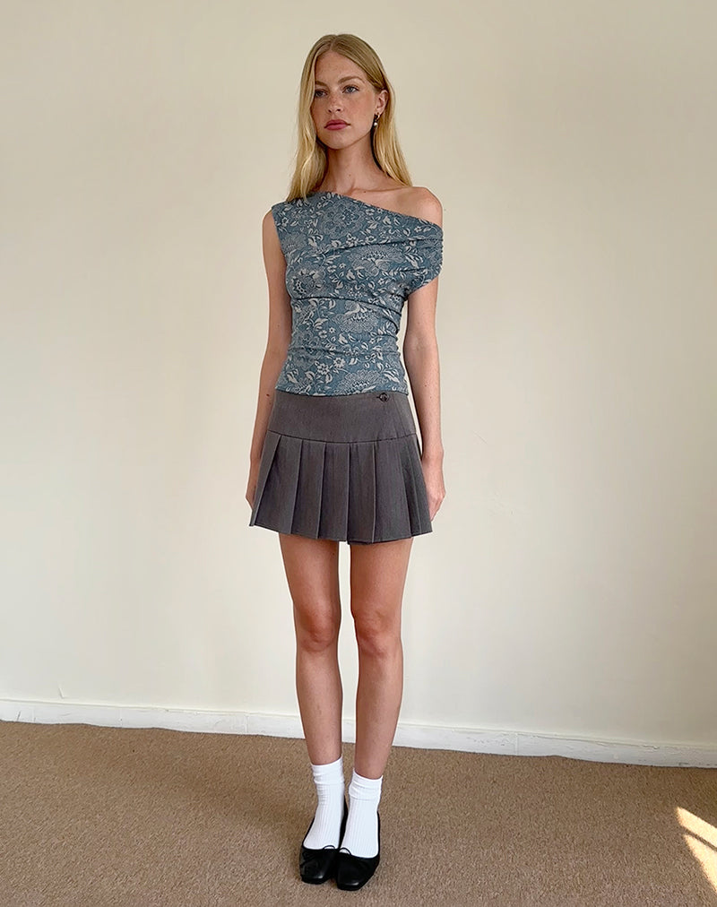 Image de Calypso Top in Blue Ornate Print Lycra