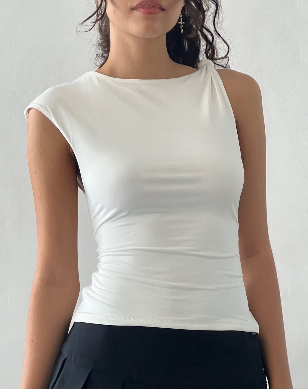 Cambrie - Top sans manches asymétrique - Ivoire