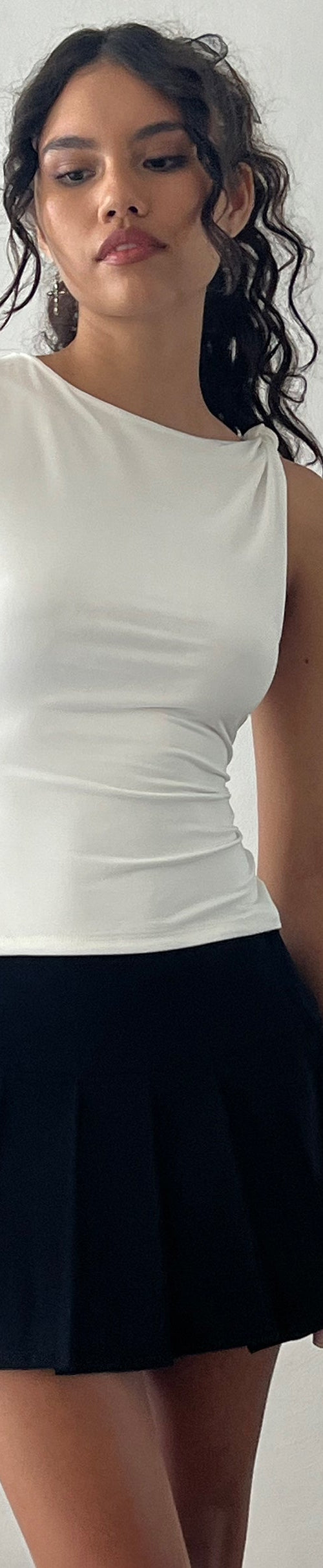 Image de Cambrie Asymmetric Sleeveless Top in Ivory