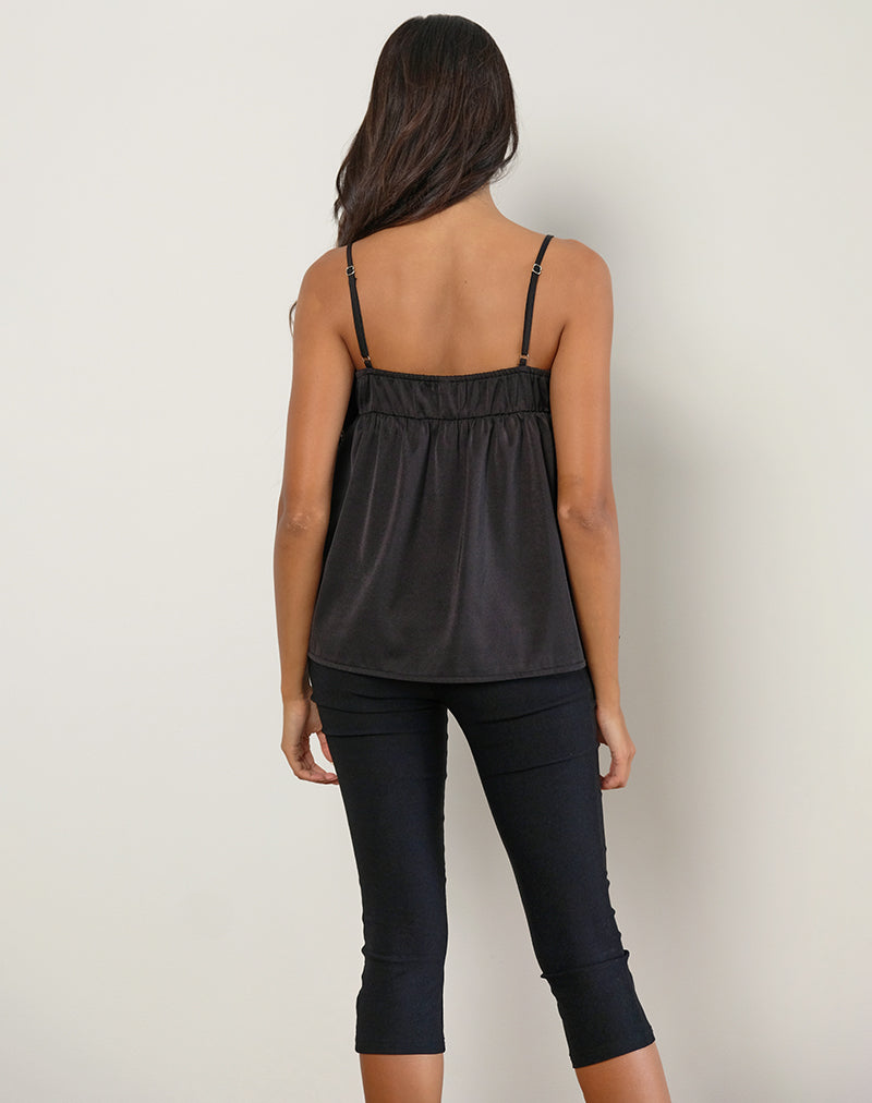Image de Camden Longline Cami Top in Satin Black