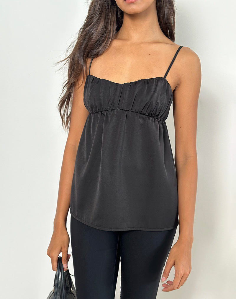 Camisole longue Camden en satin noir