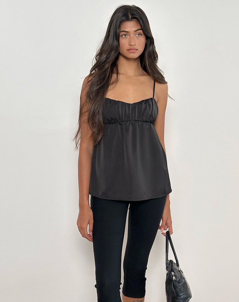 Camisole longue Camden en satin noir
