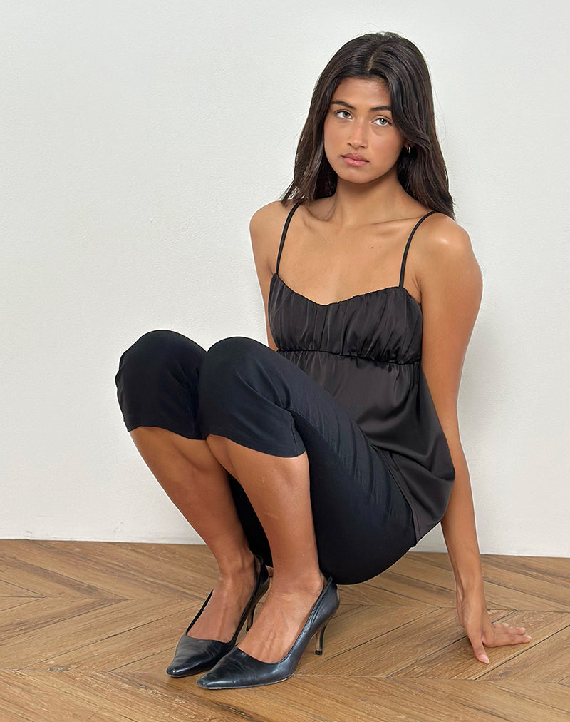 Image de Camden Longline Cami Top in Satin Black