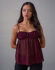 Image of Camden Cami Top in Satin Chiffon Burgundy
