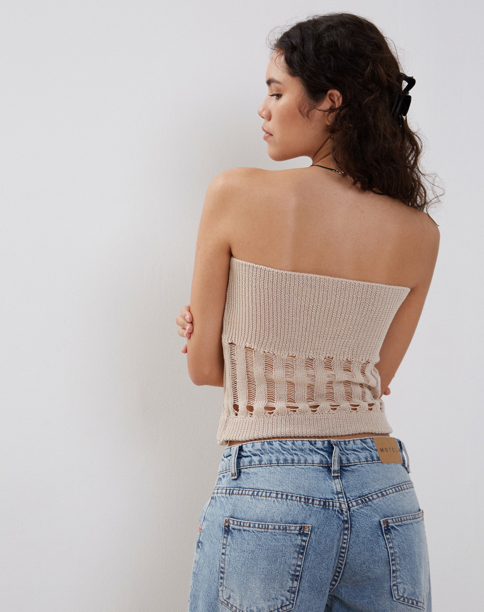 Image de Camille Knitted Tube Top in Neutral