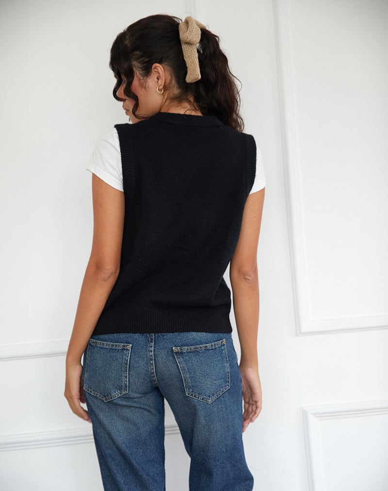 Gilet boutonné en tricot Camira, noir