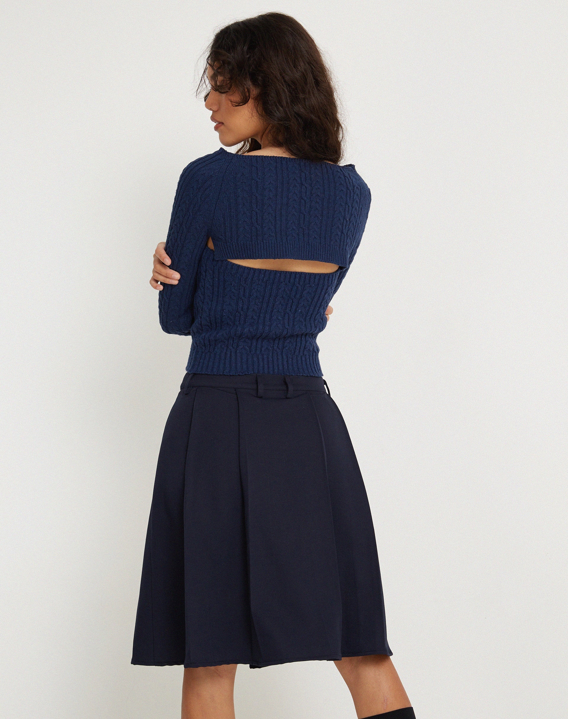 Image de Canita Arinah Long Sleeve Co-Ord Top in Navy Blue