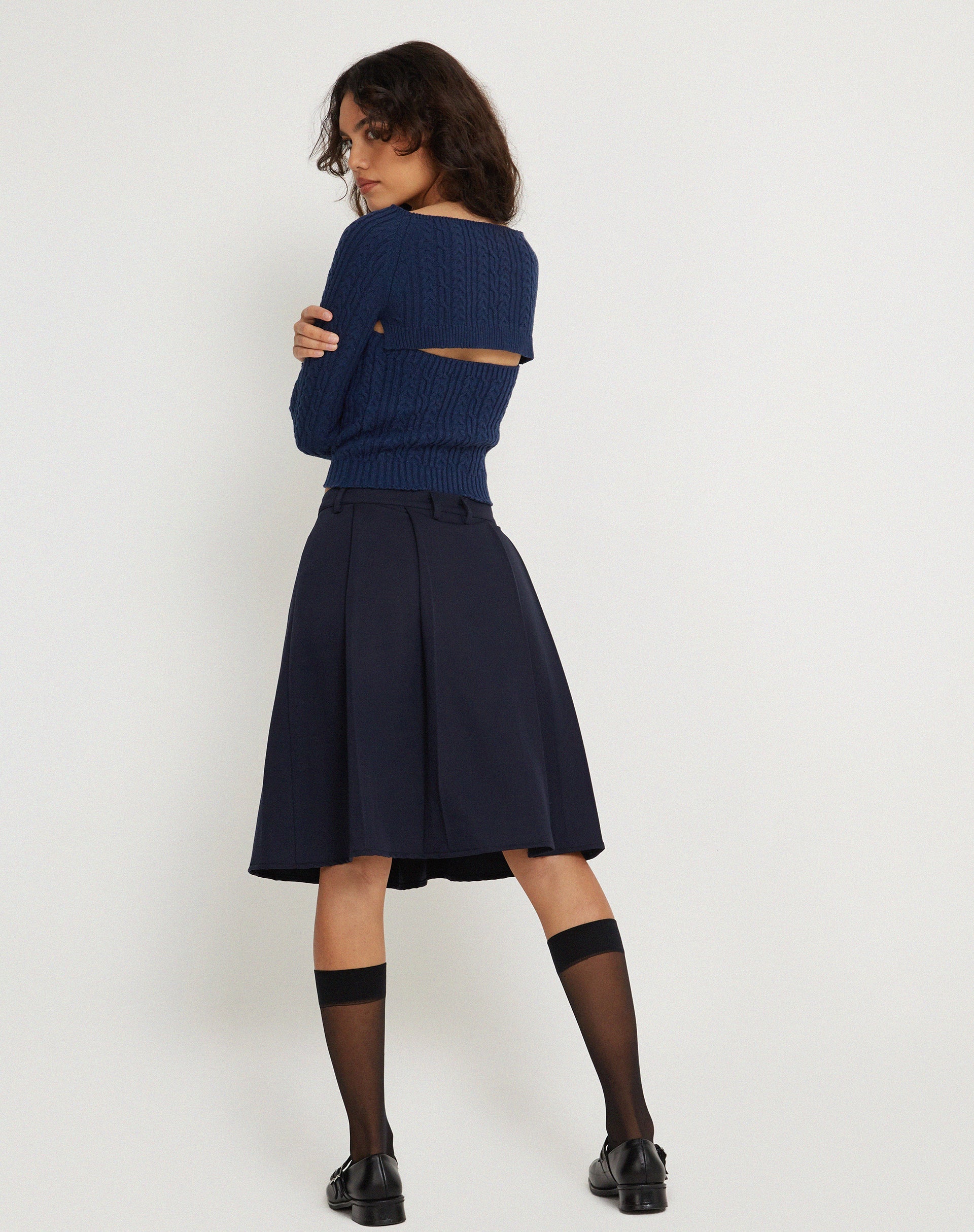 Image de Canita Arinah Long Sleeve Co-Ord Top in Navy Blue
