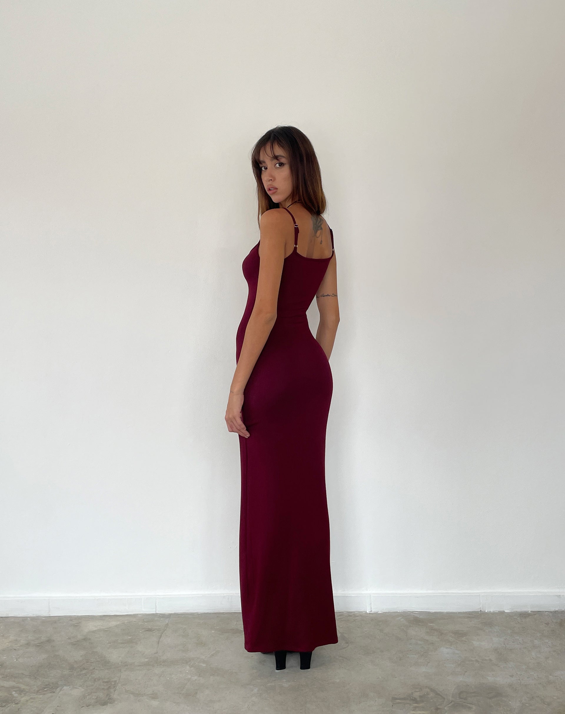 Image de Cantha Maxi Dress in Rib Burgundy