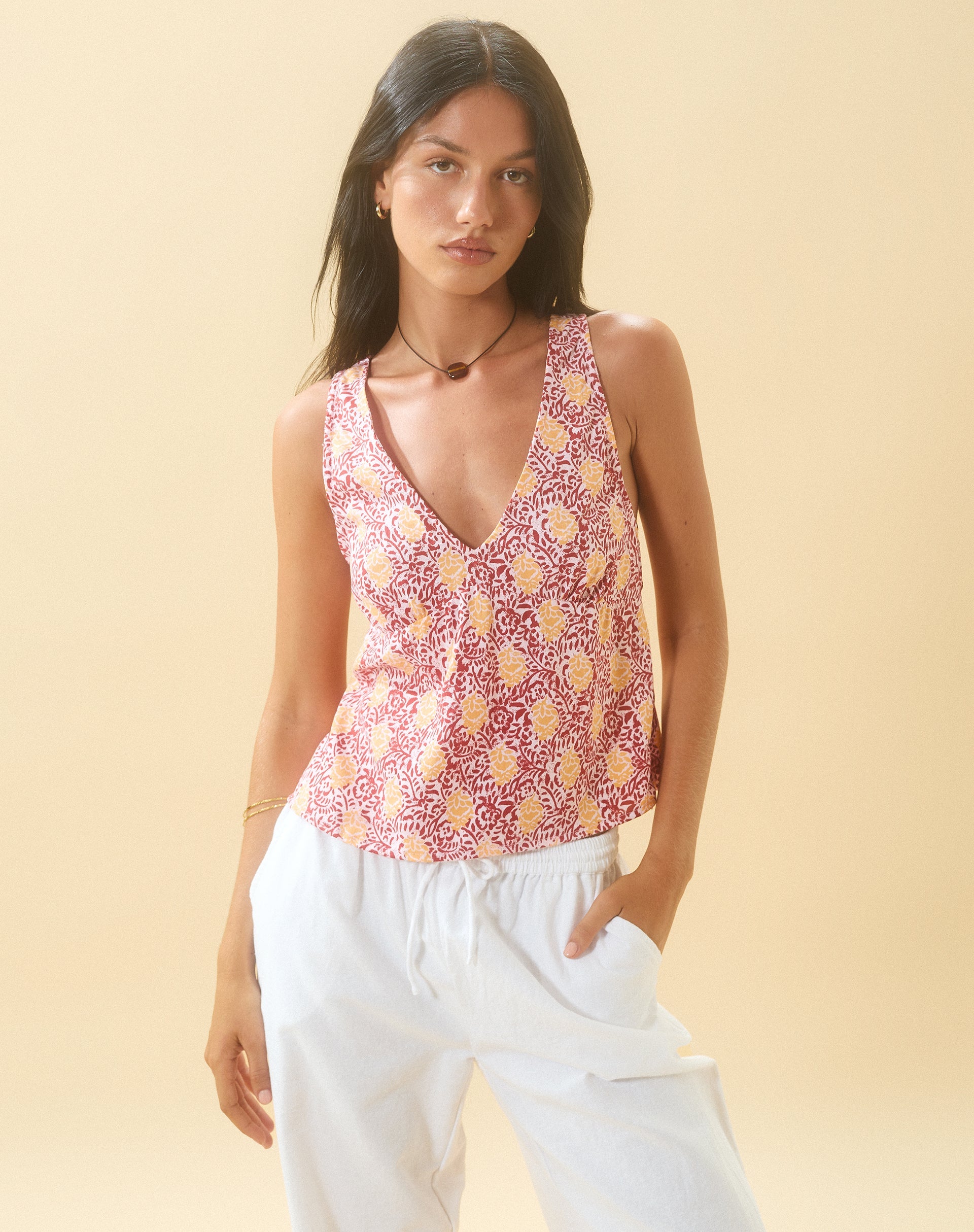 image de Cantika Top in Bohemian Batik Maroon Peach