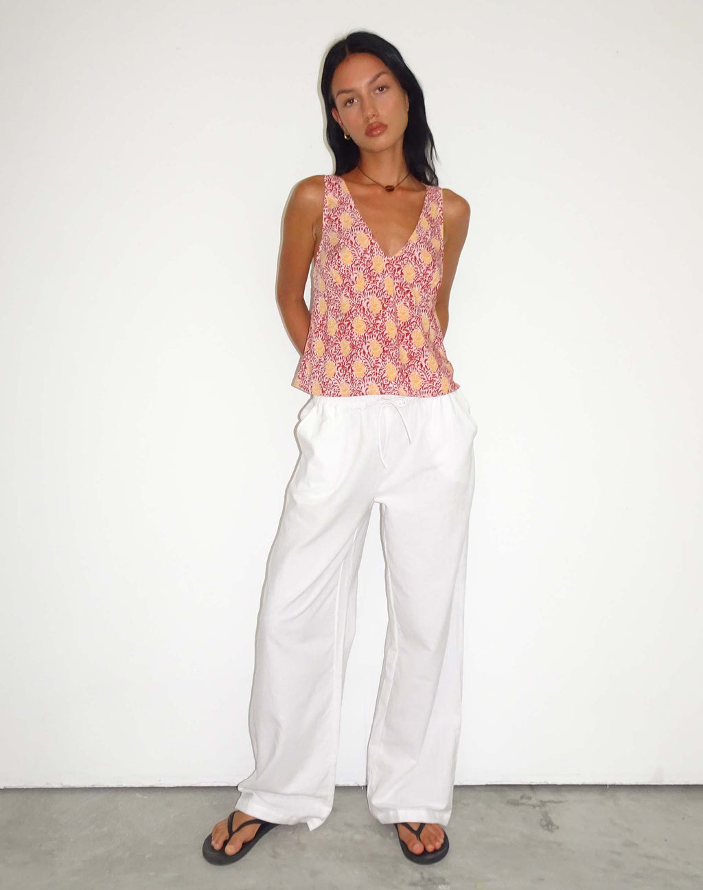 Pantalon en lin Wasic, blanc