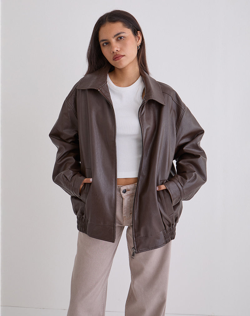 Image de la veste Cavita en PU Chocolat amer