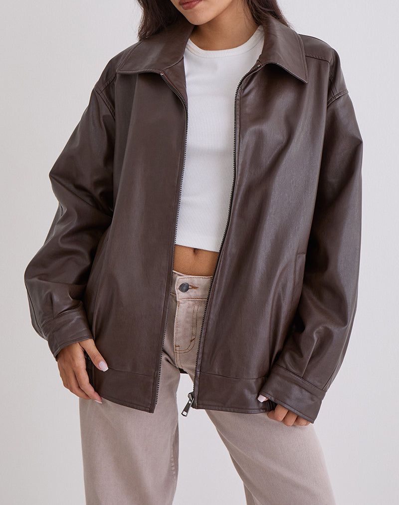 Image de la veste Cavita en PU Chocolat amer