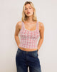 Image de Carillo Top en blanc avec texte Lucky You en rouge