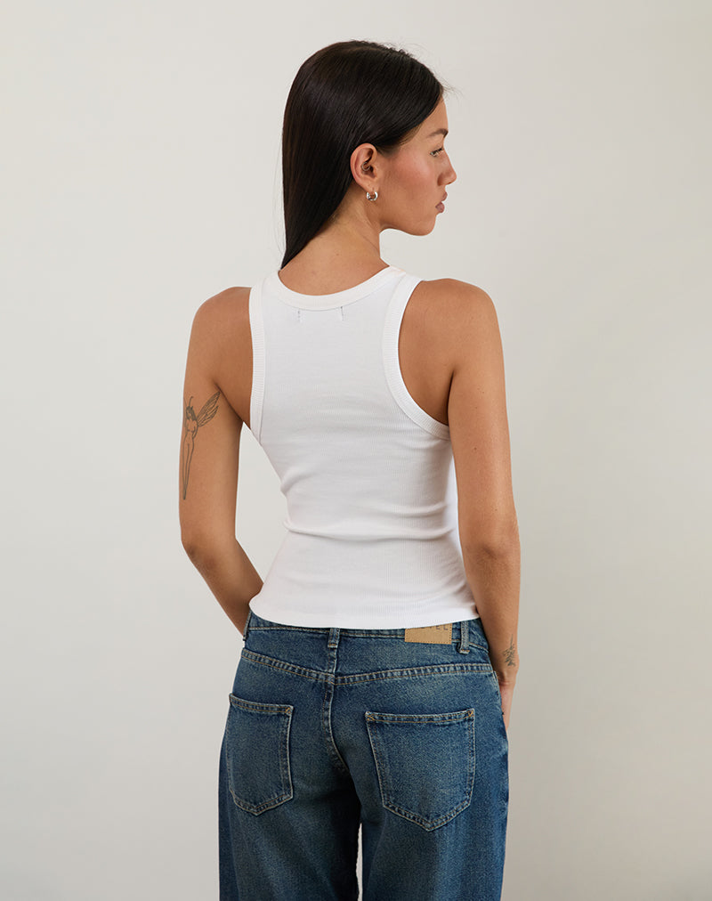 Image de Cariter Racer Vest Top in Ribbed White