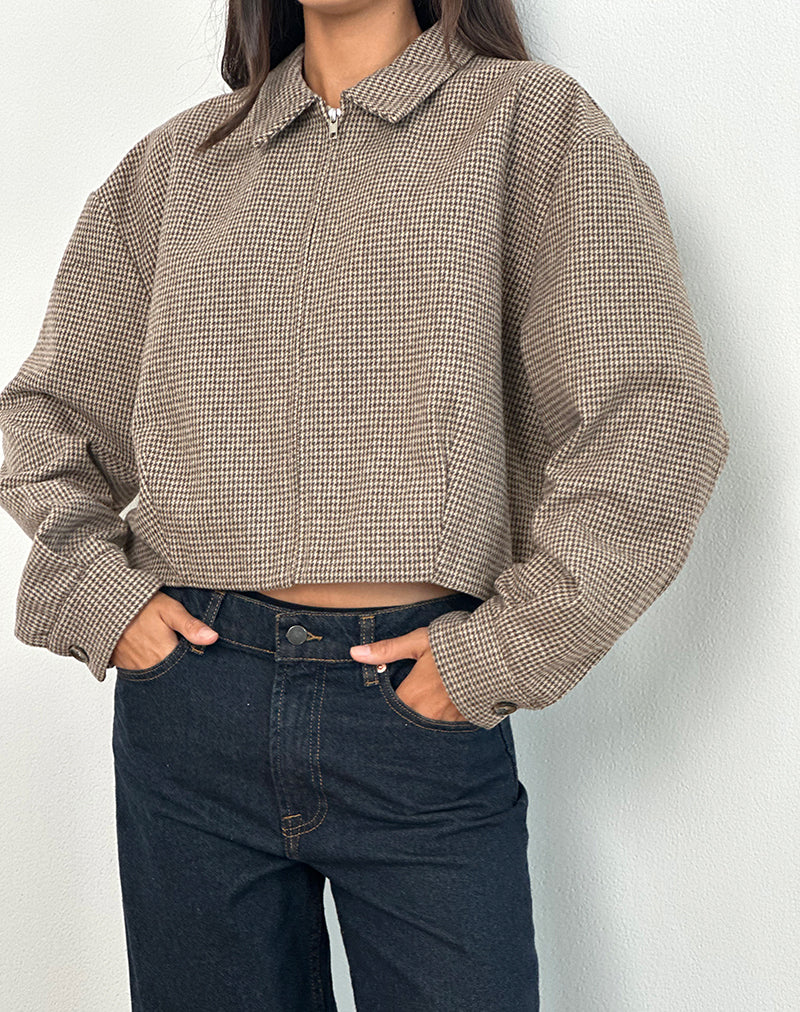 Image de Carlo Cropped Jacket in Check Brown