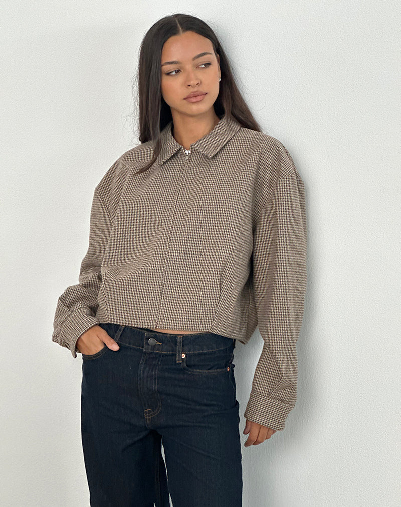 Image de Carlo Cropped Jacket in Check Brown