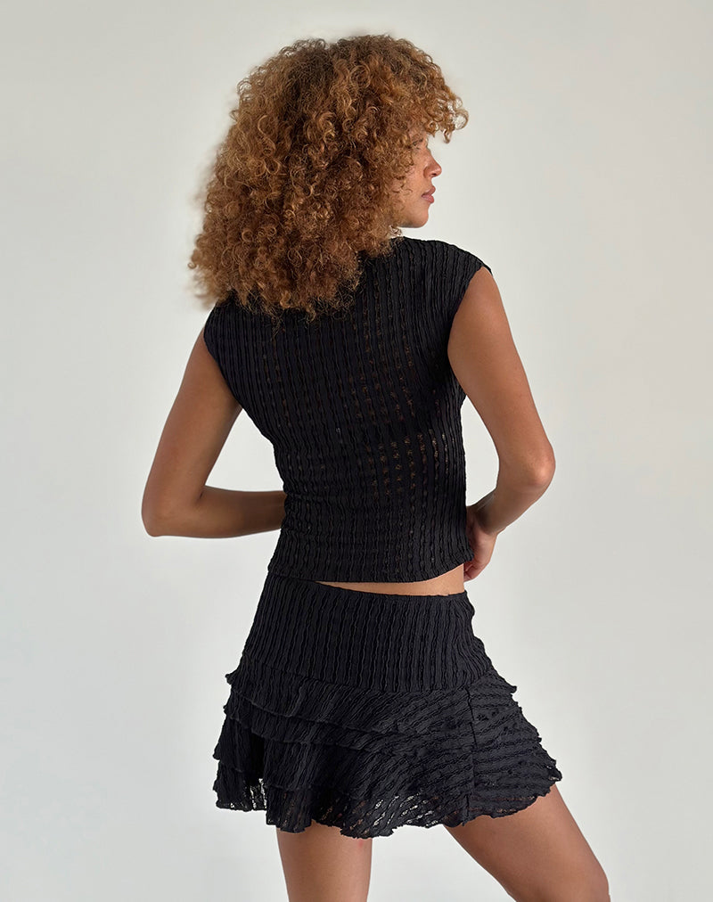 Image de la mini-jupe Carlota en jais froissé noir